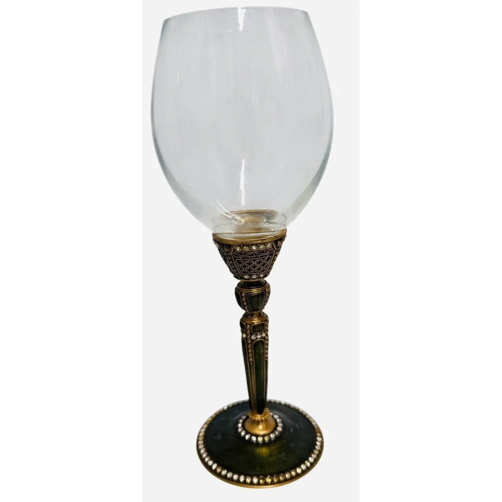 Edgar Berebi Limited Edition Jeweled Wine Goblets Set of 3 Crystal Enamel